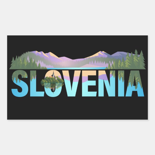 Adesivo Retangular Lago Bled Eslovênia Europa (Frente)