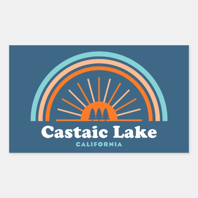 Adesivo Retangular Lago Castaic Califórnia Arco-íris (Frente)