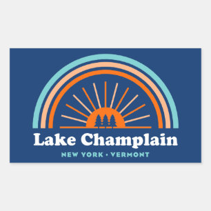Adesivo Retangular Lago Champlain, Nova Iorque Vermont Rainbow