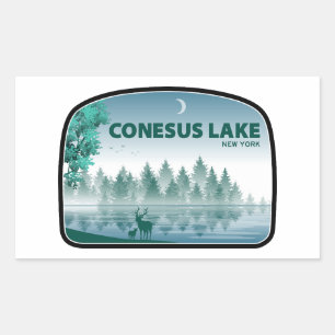 Adesivo Retangular Lago Conesus Nova York Veado