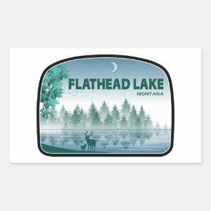 Adesivo Retangular Lago Flathead Montana Veado