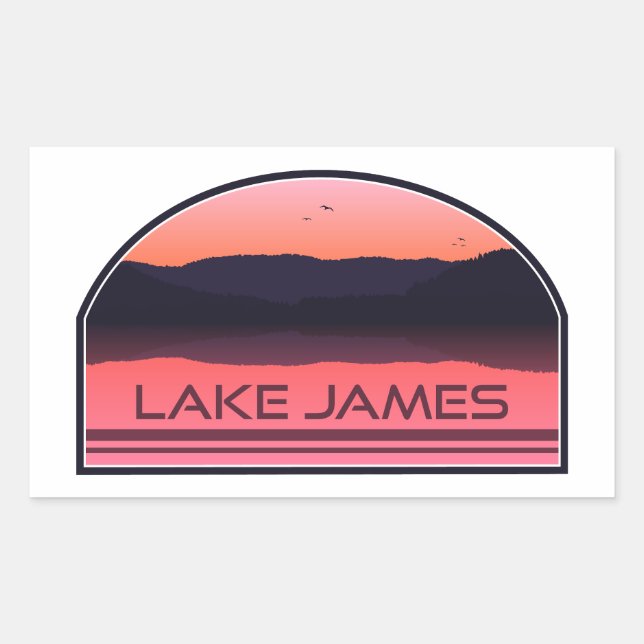 Adesivo Retangular Lago James North Carolina Red Sunrise (Frente)