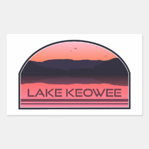 Adesivo Retangular Lago Keowee Carolina do Sul Nascer do Sol Vermelho
