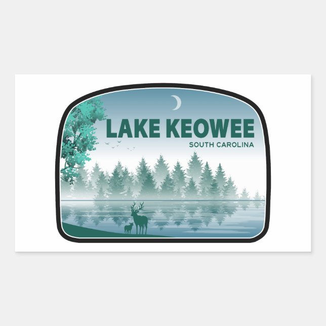 Adesivo Retangular Lago Keowee South Carolina Deer (Frente)