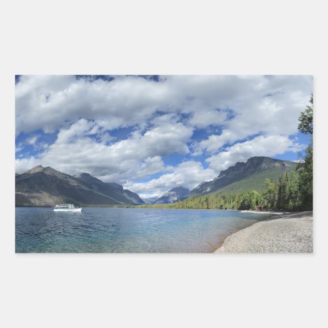 Adesivo Retangular Lago McDonald - Parque Nacional Glacier (Frente)