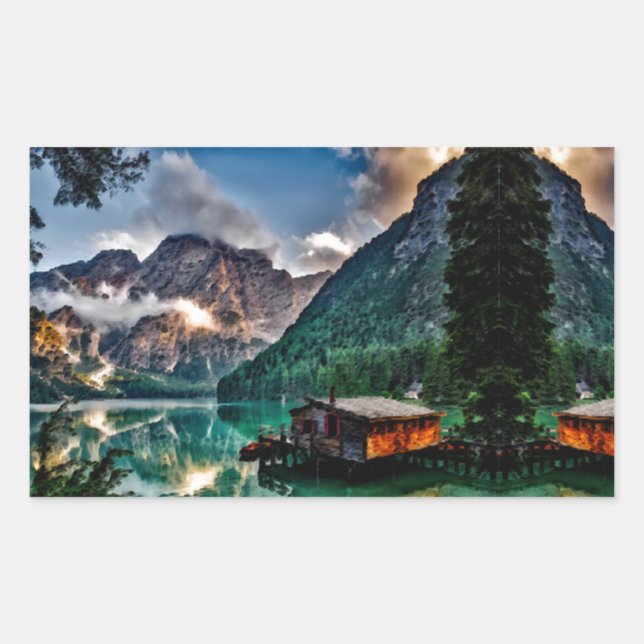 Adesivo Retangular Lago Surreal Italiano (Frente)