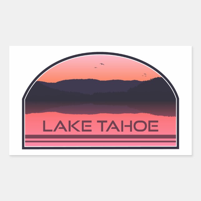 Adesivo Retangular Lago Tahoe California Nevada Red Sunrise (Frente)