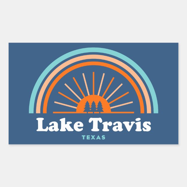 Adesivo Retangular Lago Travis Austin Texas Arco-íris (Frente)