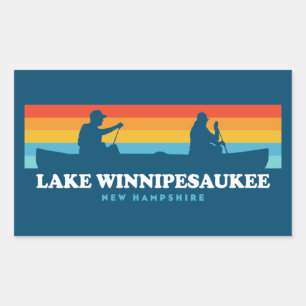 Adesivo Retangular Lago Winnipesaukee New Hampshire Canoe