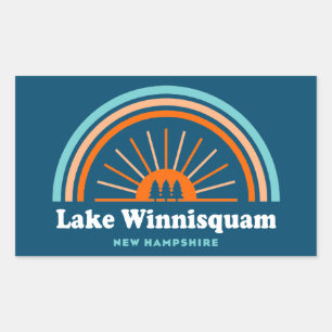 Adesivo Retangular Lago Winnisquam New Hampshire Rainbow