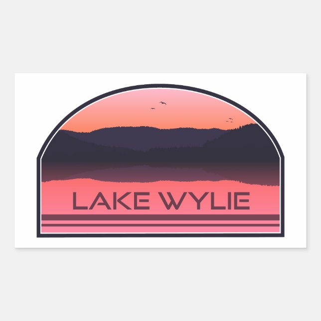Adesivo Retangular Lago Wylie North Carolina Red Sunrise (Frente)