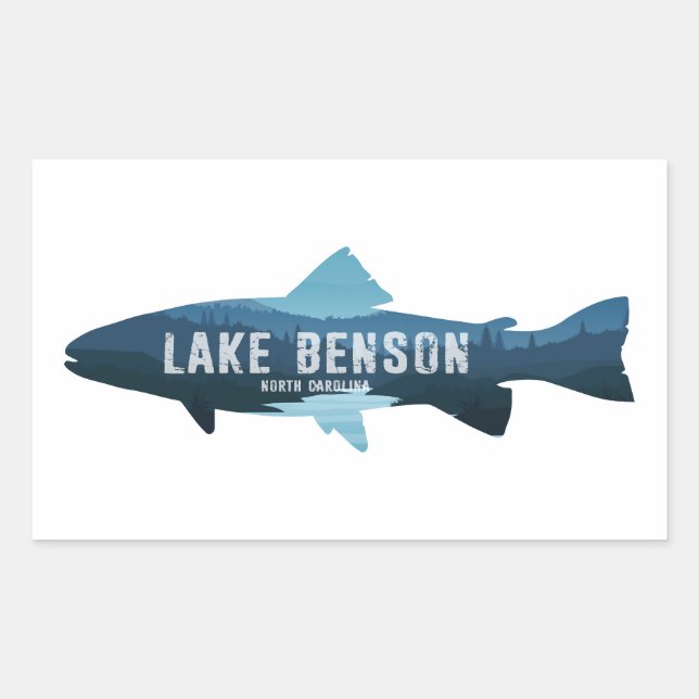 Adesivo Retangular Lake Benson North Carolina Fish (Frente)