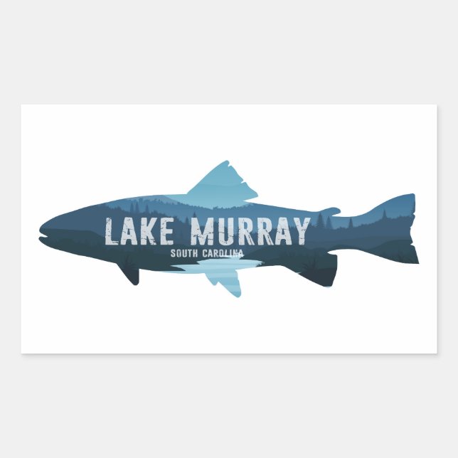Adesivo Retangular Lake Murray South Carolina Fish (Frente)