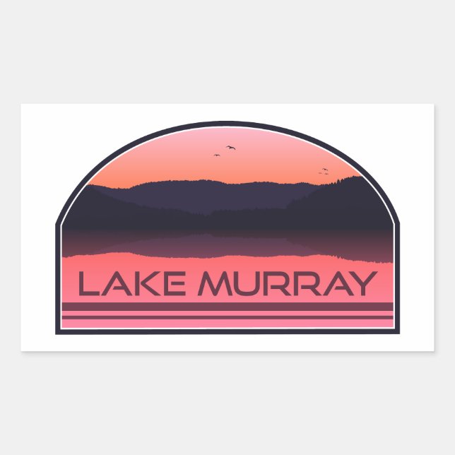 Adesivo Retangular Lake Murray South Carolina Red Sunrise (Frente)