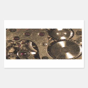 Adesivo Retangular Lâminas De Relógio De Metal Steampunk