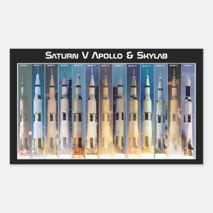 Adesivo Retangular Lançamentos de Rocket da lua de Saturn V
