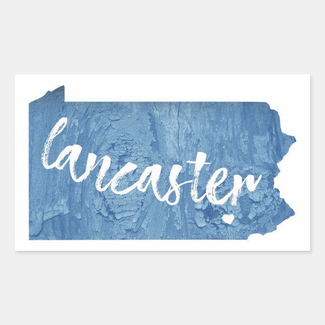 Adesivo Retangular Lancaster Pennsylvania Wood Grain (Frente)