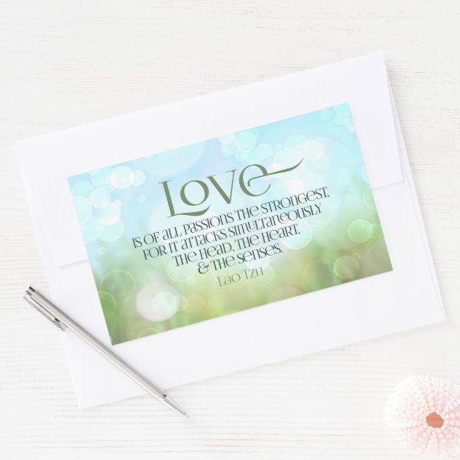 Adesivo Retangular Lao Tzu Citação Inspiracional "Amor" (Envelope)