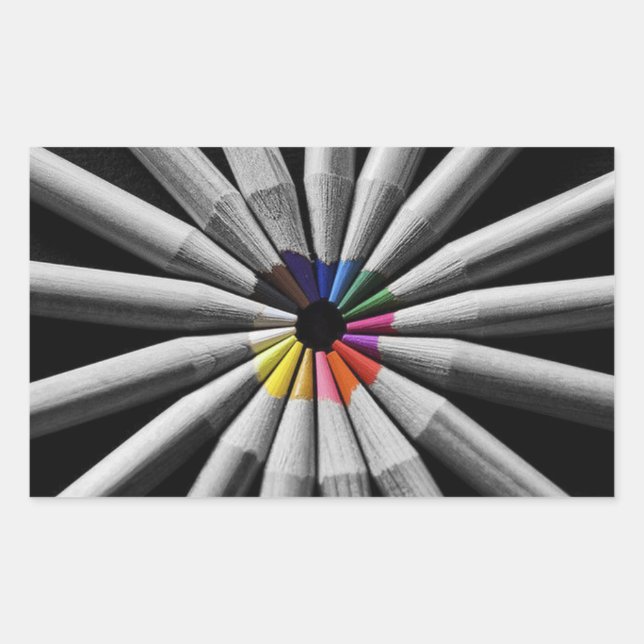 Adesivo Retangular Lápis do espectro de cores (Frente)