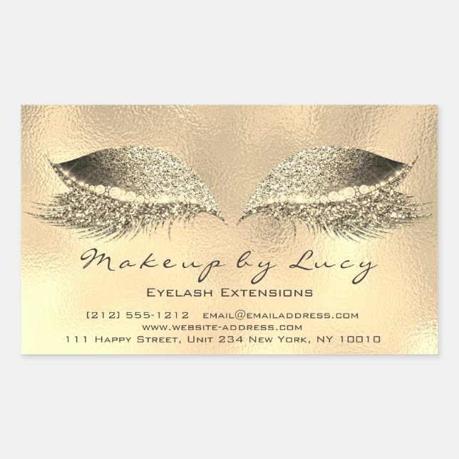 Adesivo Retangular Lash Extension Makeup Beauty Dourado Metal Glitter (Frente)