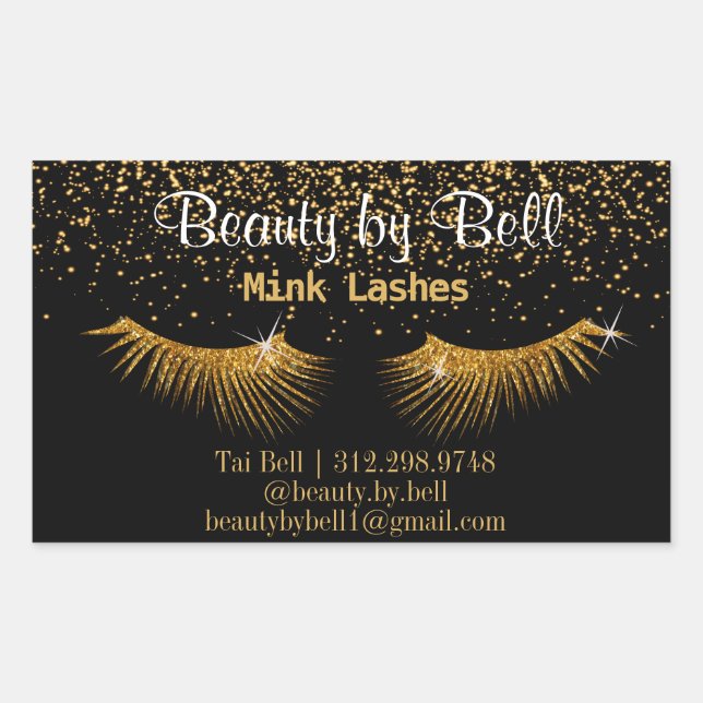 Adesivo Retangular Lashes Dourados (Frente)
