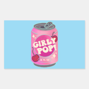 Adesivo Retangular Lata de Refrigerante Rosa Cereja Girly Pop Rosa