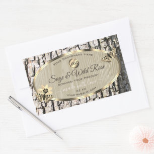 Adesivo Retangular Latido bege, Dourado quadro Quadro Rótulos do prod