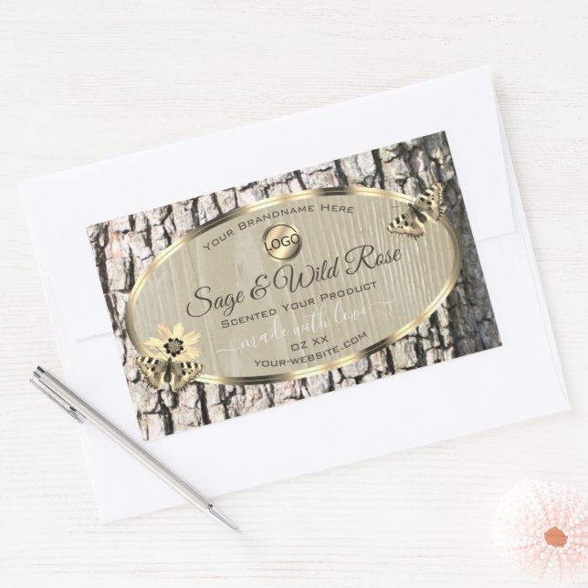 Adesivo Retangular Latido bege, Dourado quadro Quadro Rótulos do prod (Envelope)