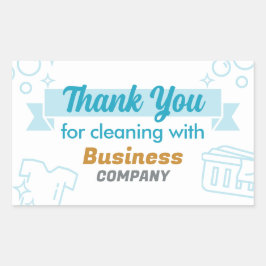 Adesivo Retangular Laundry Services Laundromat Dry Cleaners Obrigado