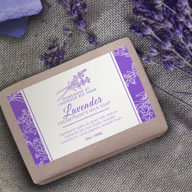 Adesivo Retangular Lavanda e sabão de cabra (Criador carregado)