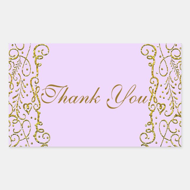 Adesivo Retangular Lavanda Roxo Dourado PARTIDO DE PRINCESS (Frente)