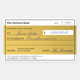 Adesivo Retangular Law of Attraction Elegant Gold Abundance Check