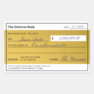 Adesivo Retangular Law of Attraction Elegant Gold Abundance Check