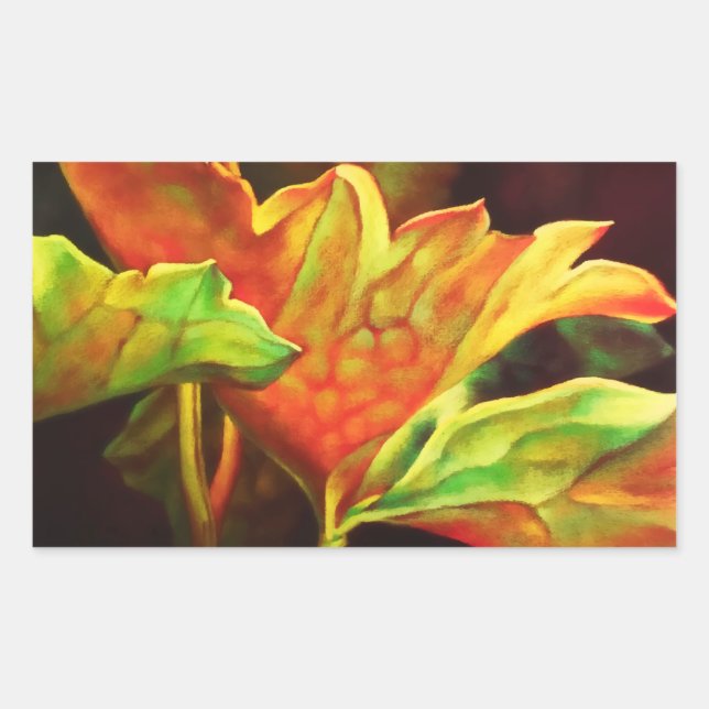 Adesivo Retangular Leaf de Lotus Watercolor (Frente)