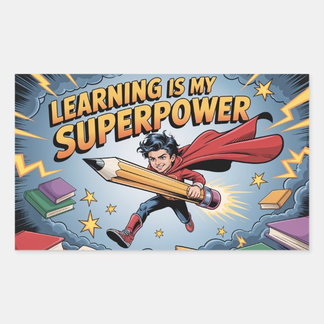 Adesivo Retangular Learning Is My Superpower – Motivational Sticker f (Frente)