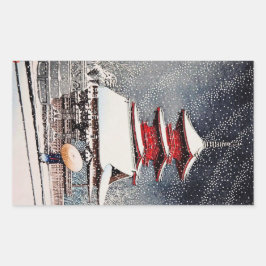 Adesivo Retangular Legal arte oriental japonesa em cenário de inverno