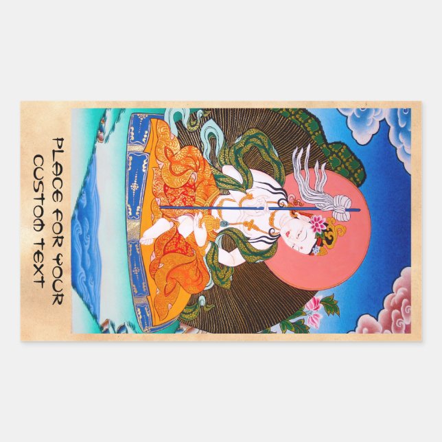 Adesivo Retangular Legal arte oriental tibetana thangka mandarava tat (Frente)