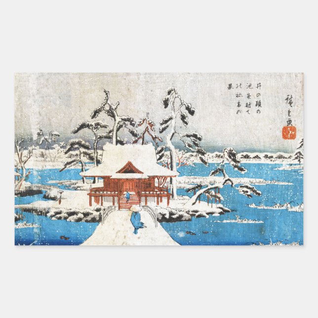 Adesivo Retangular Legal neve sangrenta do lago ukiyo-e, no japão, (Frente)