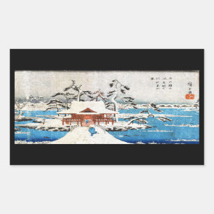 Adesivo Retangular Legal neve sangrenta do lago ukiyo-e, no japão,