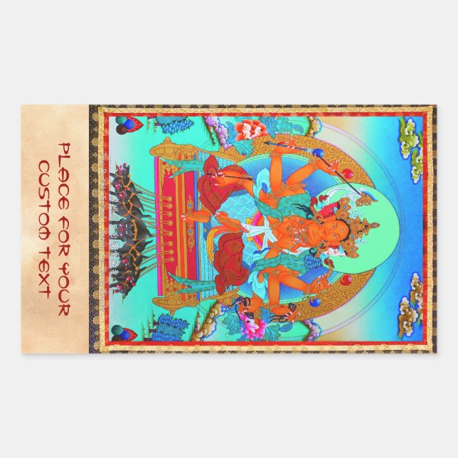 Adesivo Retangular Legal tatuagem oriental tibetana thangka Marici (Frente)