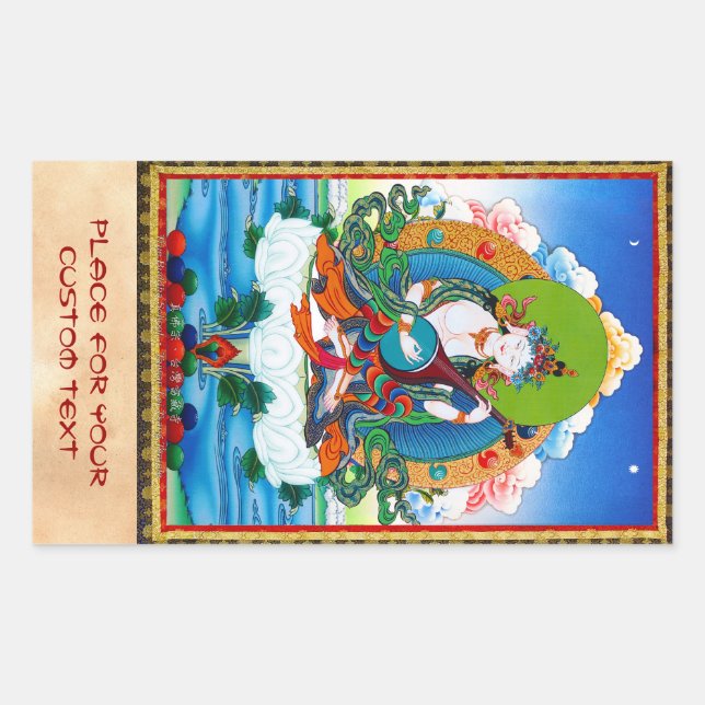 Adesivo Retangular Legal tatuagem oriental tibetana thangka Saraswati (Frente)