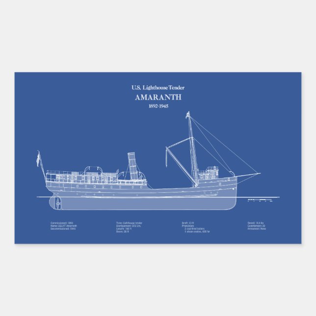 Adesivo Retangular Leitão USCG Amaranth - ABD (Frente)