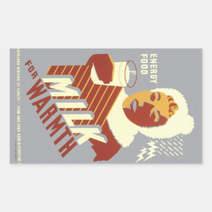 Adesivo Retangular Leite para o calor