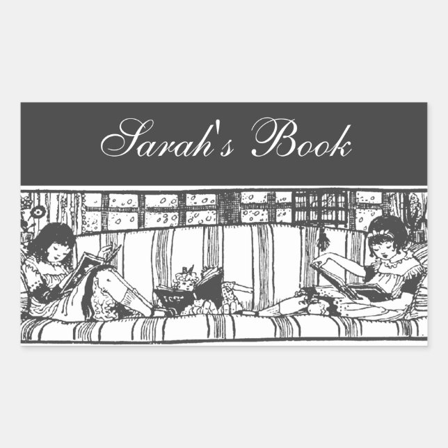 Adesivo Retangular Leitura com Pasta de Livro Dolly (Frente)