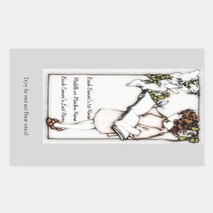 Adesivo Retangular Leitura da menina do Victorian (Bookplate