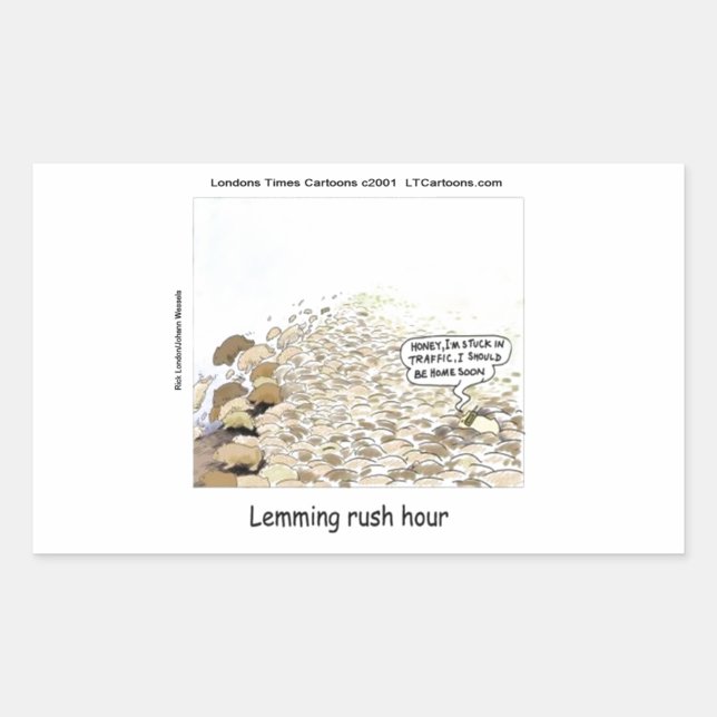 Adesivo Retangular Lemmings Rush Hour Engraçado (Frente)