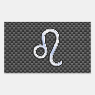 Adesivo Retangular Leo Zodiac Símbolo do Decor de Fibra Carbono