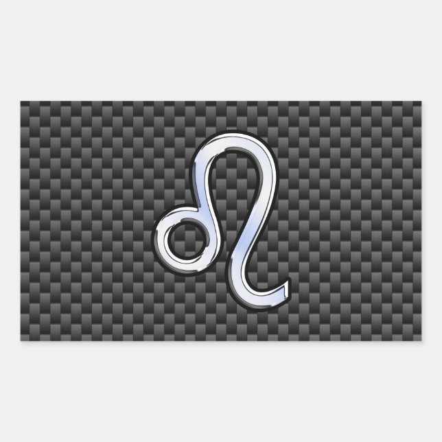 Adesivo Retangular Leo Zodiac Símbolo do Decor de Fibra Carbono (Frente)