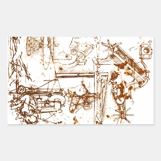 Adesivo Retangular Leonardo Da Vinci esboçou doentes (Frente)