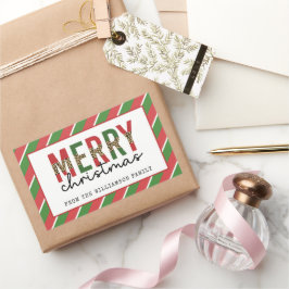 Adesivo Retangular Leopardo do Natal Moderno Imprime Greve Verde Verm